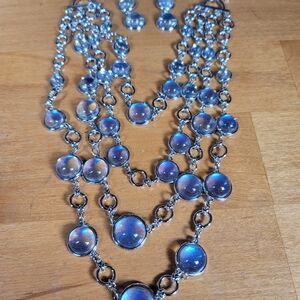 Elegant Silver and Blue Necklace Set